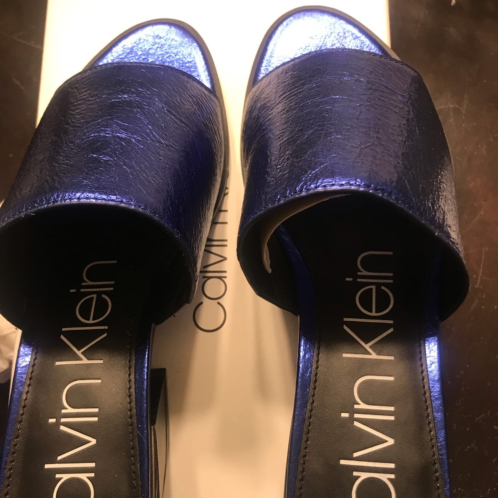Electric blue mules